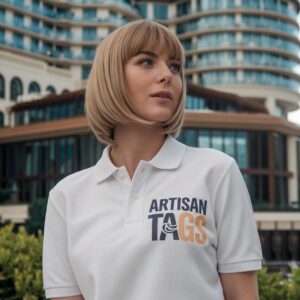 WHITE POLO SHIRT FRONT SIDE | Artisan tags